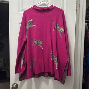 Pink Cheetah Tunic, worn once size L